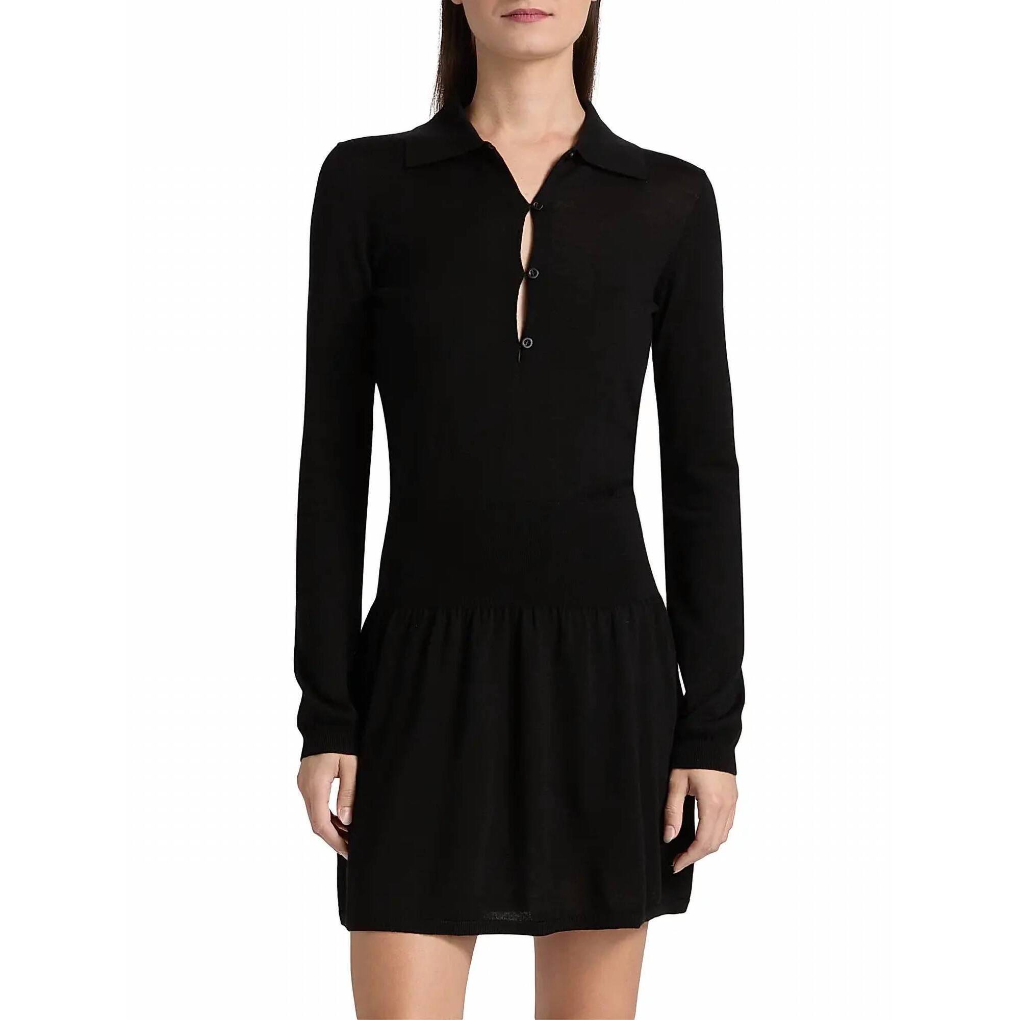 New Frame Smart Merino Wool Polo Minidress In Black